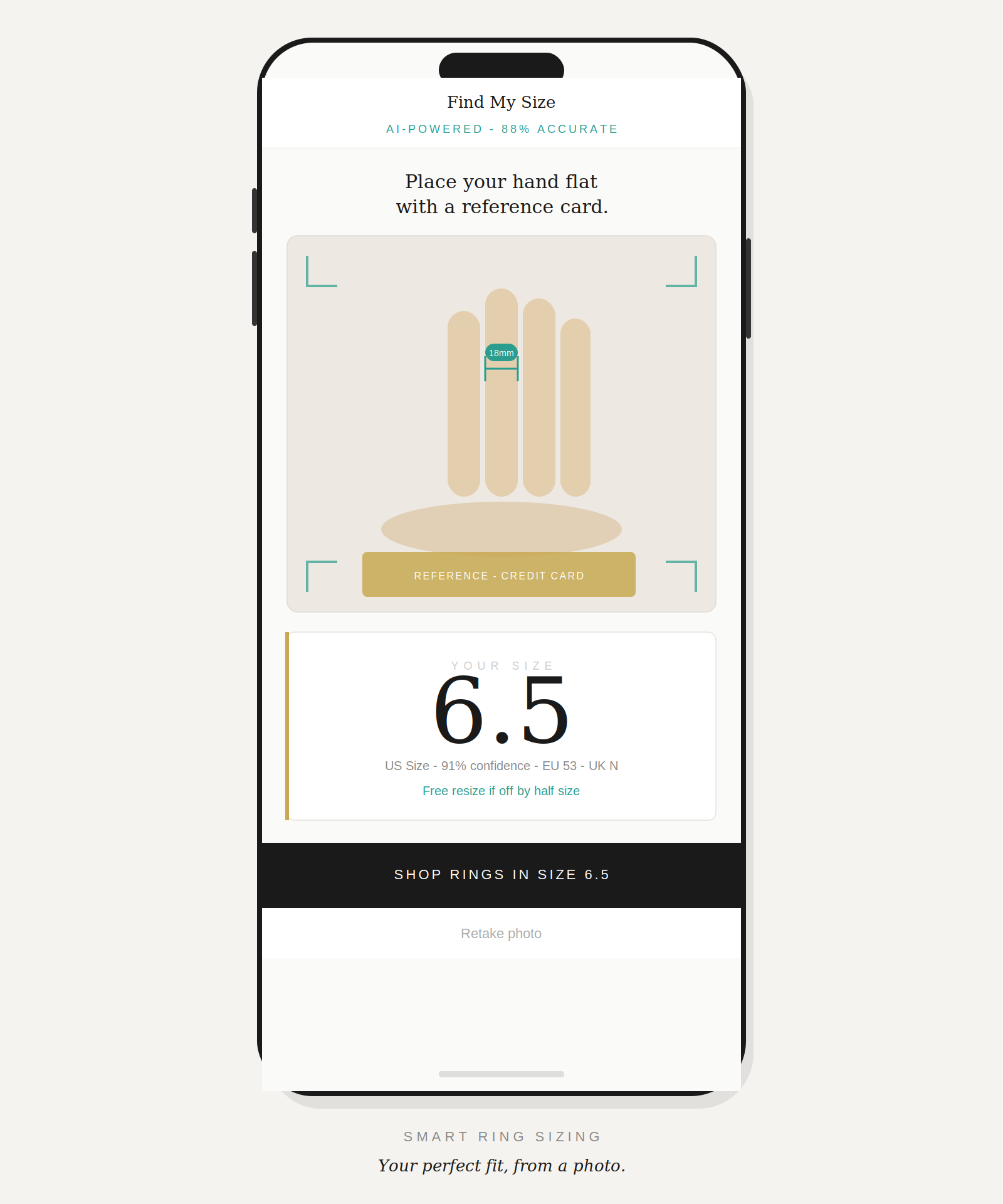 Smart Ring Sizing mockup